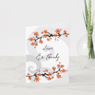 Carte Tropical Orange Hibiscus Flowers And Swirls Modern