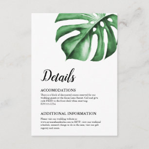 Carte Tropical Palm Monstera Détails de la feuille