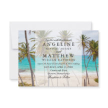 Carte Tropical Palm Tree Beach Destination Wedding