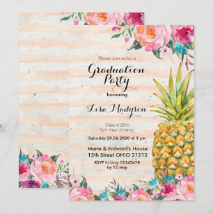 Carte Tropical Pineapple Graduation Party