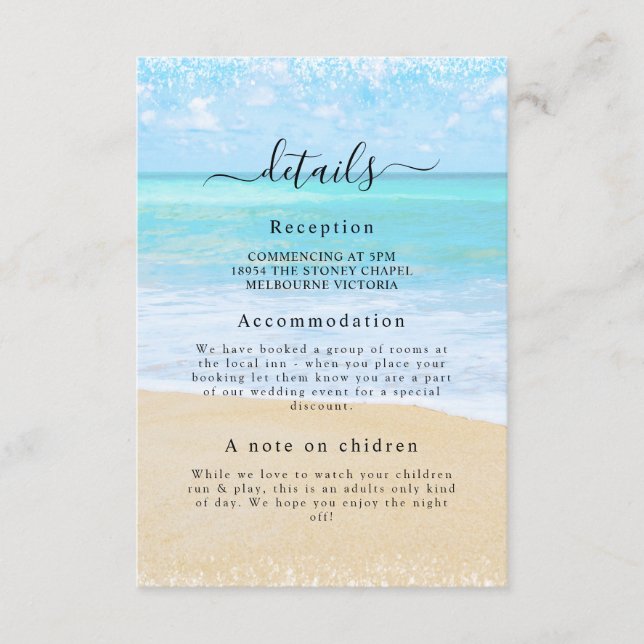 Carte Tropical Summer Beach Wedding Détail (Devant)