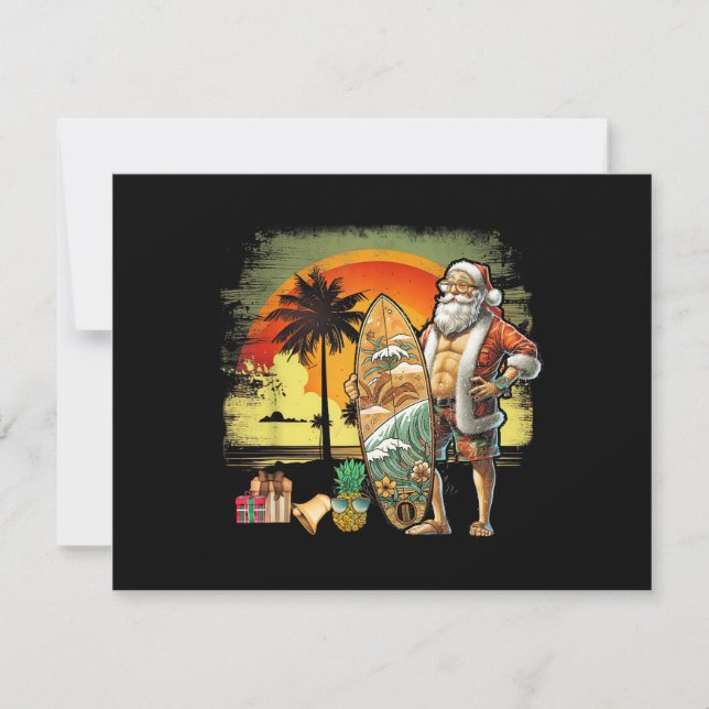 Carte Tropical Summer Surfing Santa Claus 6 Pack Christm (Devant)