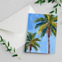Carte tropicale aquarelle palmiers