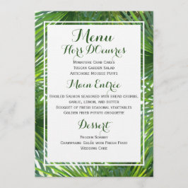 Carte tropicale de menu de mariage de verdure