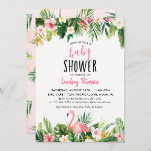 Carte tropicale d'invitation de baby shower de