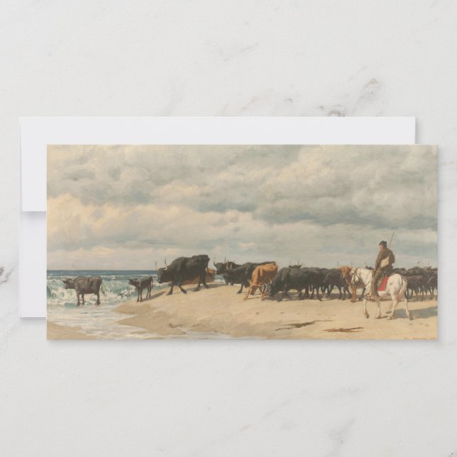 Carte Troupeau de bétail près de la mer (par Eugène Burn (Devant)