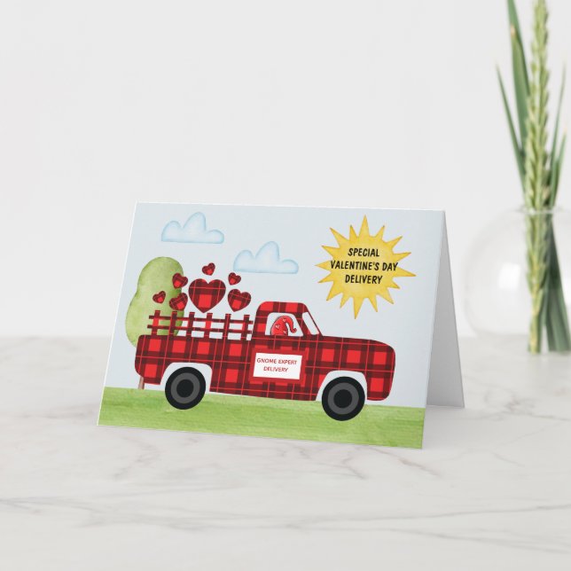 Carte Trucks mignons de coeur d'amour Livraison de Gnome (Devant)