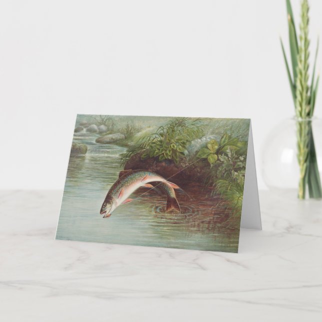 Carte Truite de ruisseau Leaping par S.A. Kilbourne Pois (Devant)