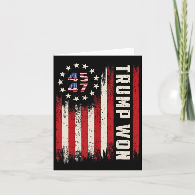 Carte Trump a gagné 2024 45 47e Président Drapeau des Ét (Devant)