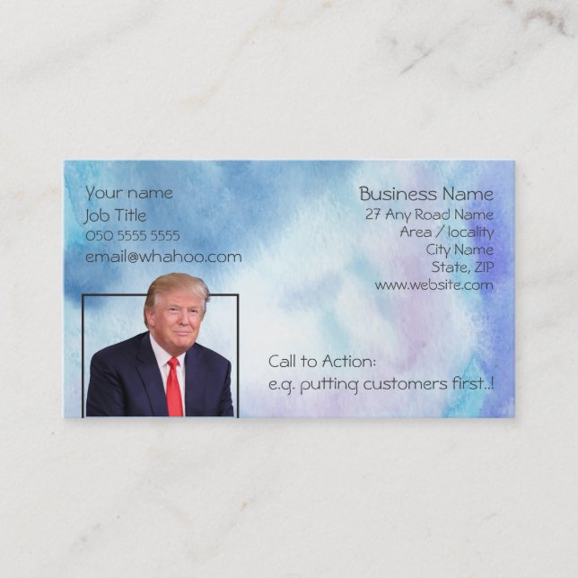 Carte Trump Blue Watercolor 2 côté (Devant)