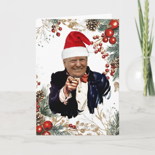 Carte Trump Christmas Poinsettias & Berries (Devant)