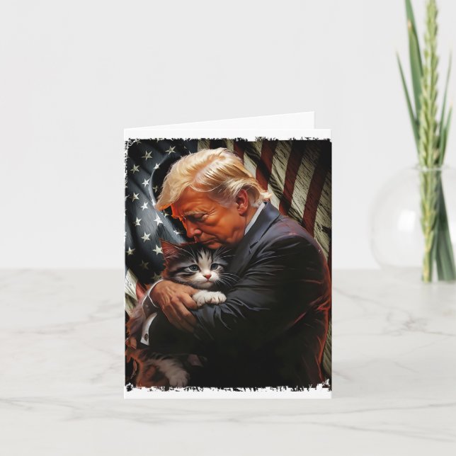 Carte Trump Holding Cats Joyeux Noël Festive Funny (Devant)