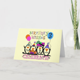 Carte Tshirts et cadeaux d'anniversaire 3ème de Penguins