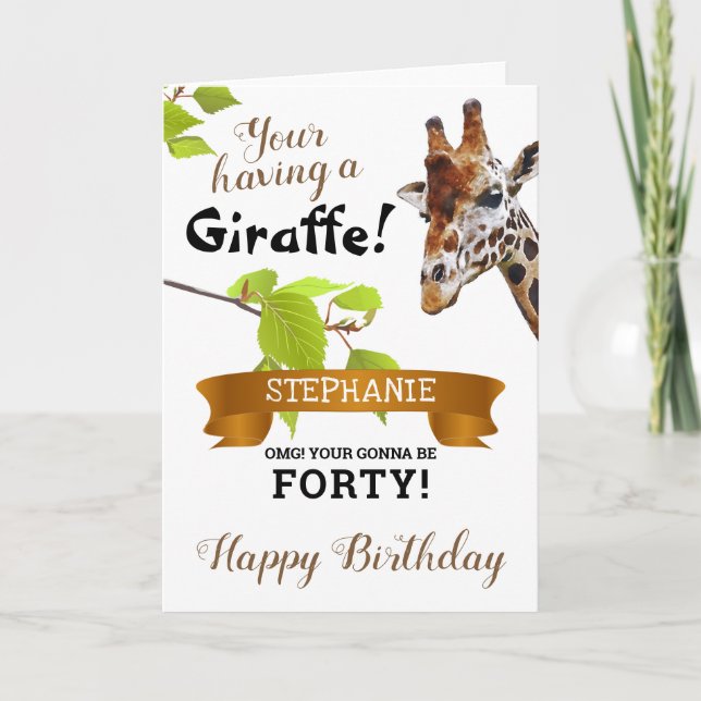 Carte Tu as une girafe ! Anniversaire personnalisé (Devant)
