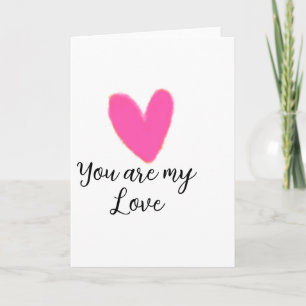 Carte tu es mon amour cœur rose rouge aquarelle kidretro