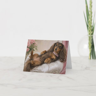 Carte Tu me manques Dachshund à longs poils 