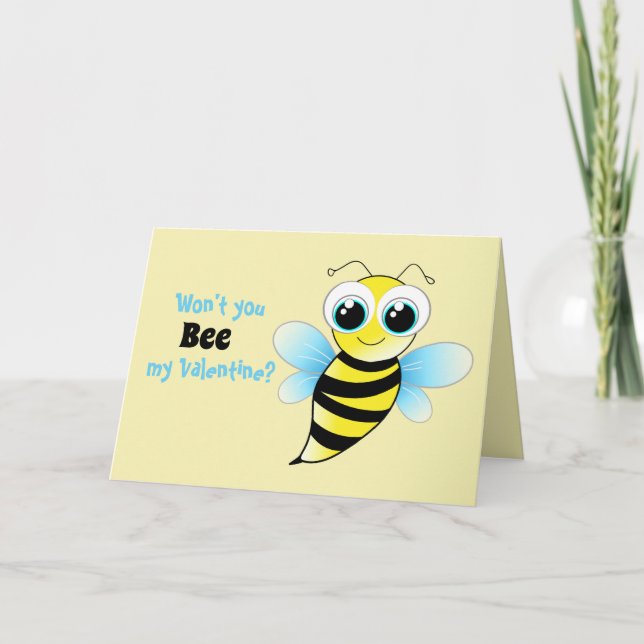 Carte Tu n'auras pas BEE My Valentine ? - Bleu, noir et  (Devant)