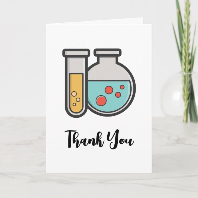Carte Tube d'essai de chimie et Merci de bécher (Devant)