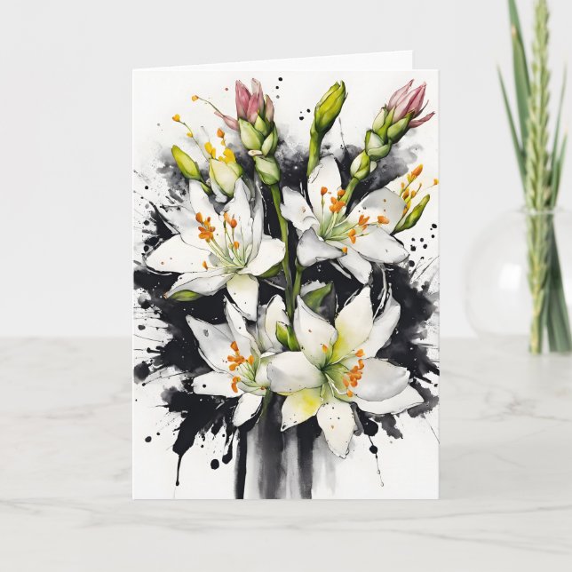 Carte Tuberose - Watercolor flowers (Devant)