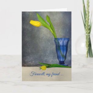 Carte tulipe au revoir-jaune en verre de parfait