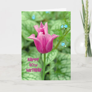 Carte Tulipe d'anniversaire 80e