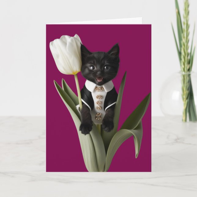 Carte Tulipe de chat noir (Devant)