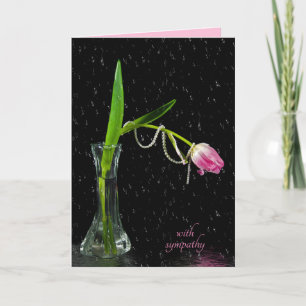 Carte tulipe rose avec perles sympathie