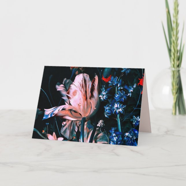 Carte TULIPES BLANCHES ROSES ,CUPIDONS ,FLEURS Anniversa (Devant)