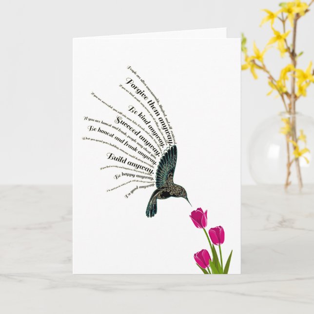 Carte Tulipes de colibri de prière inspirante (Fleur jaune)