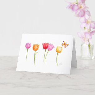 Carte Tulipes De Printemps Colorées Vide N'Importe Quell