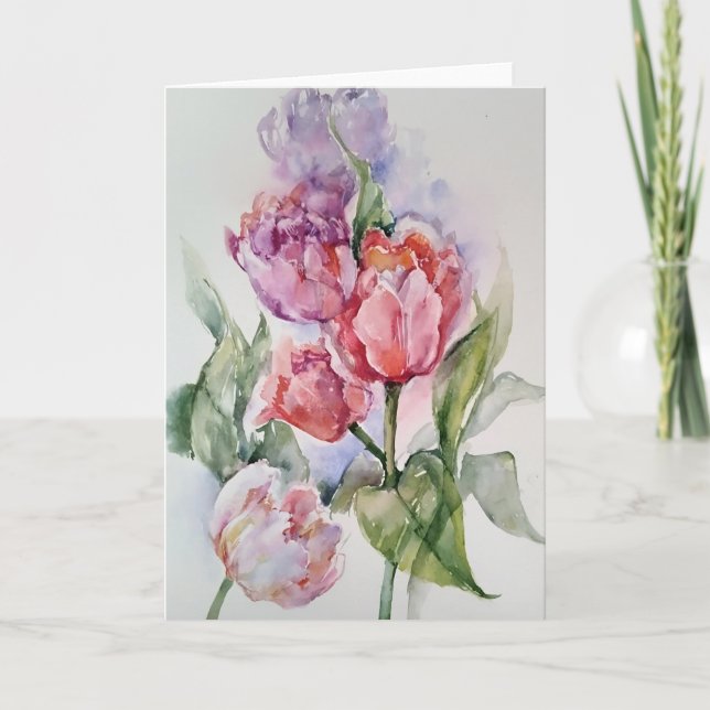 Carte Tulipes En Aquarelles (Devant)