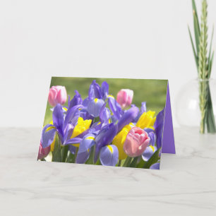 Carte Tulipes Et Fleurs Irises Vierges À L'Intérieur