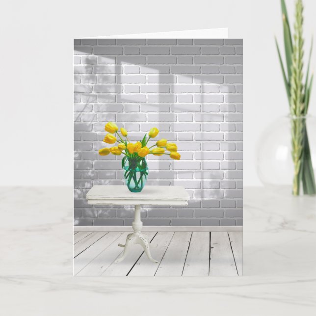 Carte Tulipes jaunes dans l'ombre de la fenêtre (Devant)