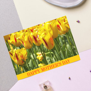 Carte Tulipes jaunes rayées Fête des mères florales