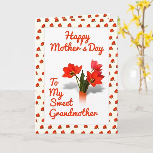 Carte Tulipes pour la fête des mères pour grand-mère (Fleur jaune)