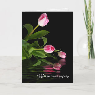 Carte tulipes roses sur noir pour la sympathie du couple