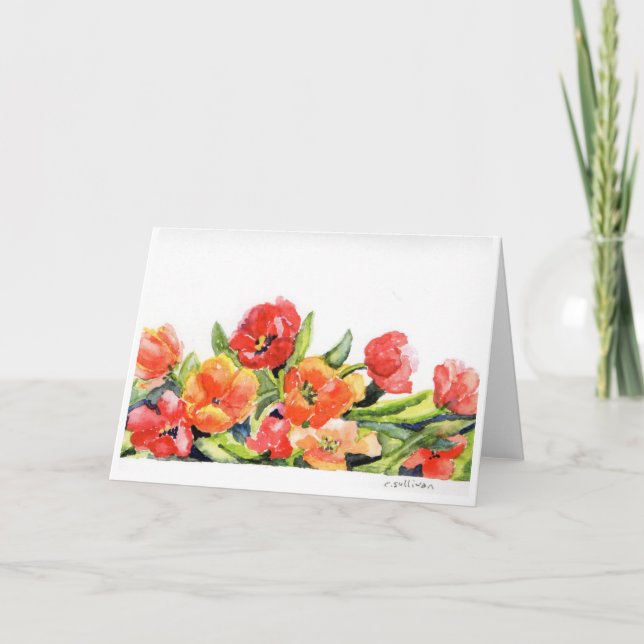 Carte tulipes vives aquarelles (Devant)