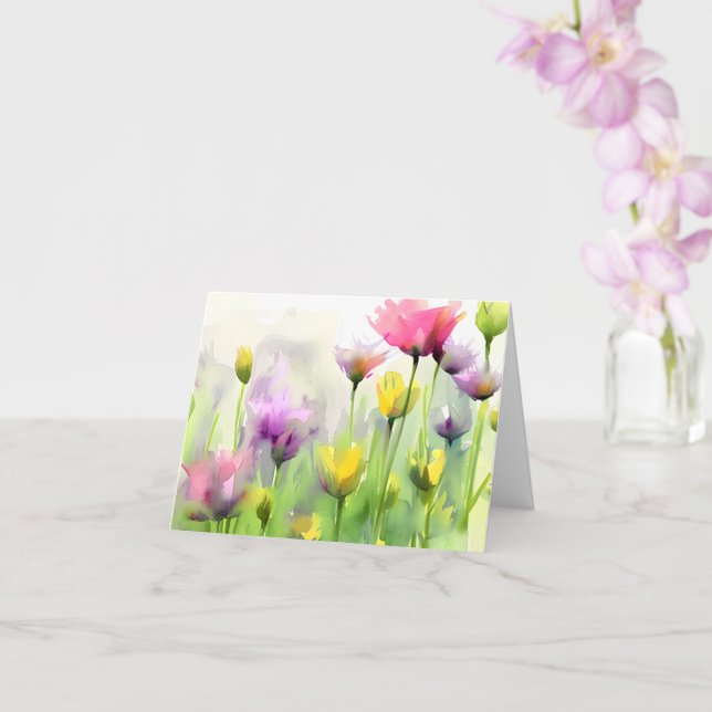 Carte Tulips aquarelle personnalisables (Orchidée)