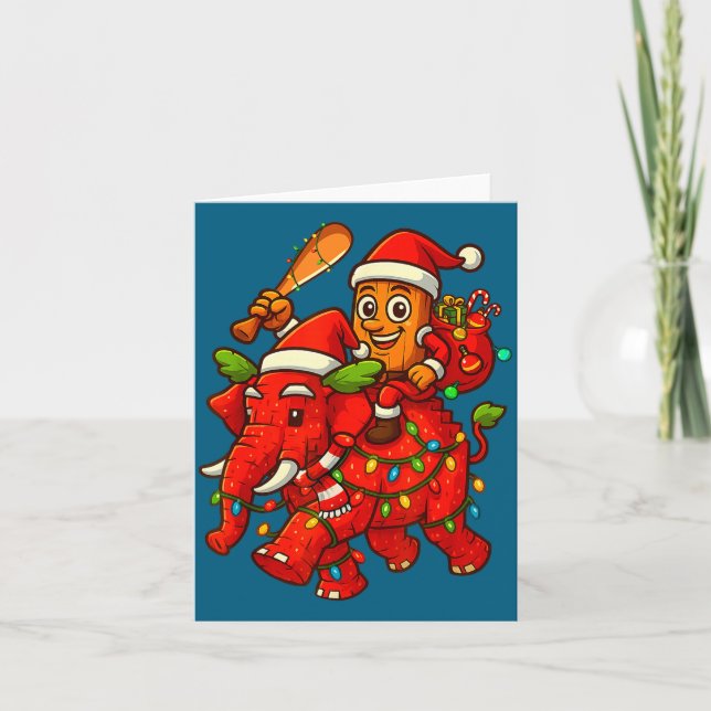 Carte Tung Tung Sahur Riding Elephant Christmas Italian  (Devant)