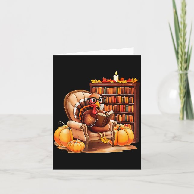 Carte Turkey Reading Books Fall Thanksgiving Teacher Boo (Devant)