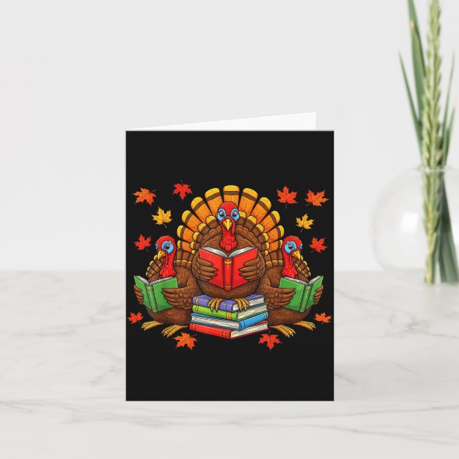 Carte Turkey Reading Books Teacher Fall Thanksgiving Boo (Devant)