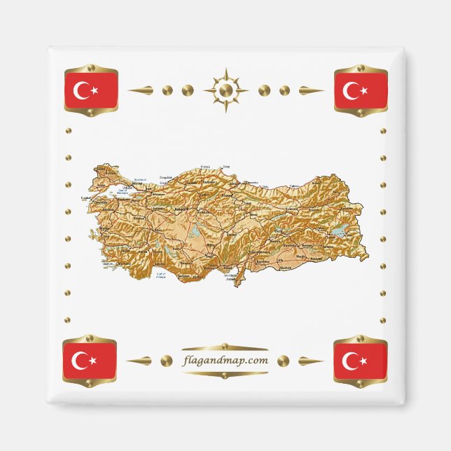 Carte Turquie + Magnet des drapeaux (Devant)