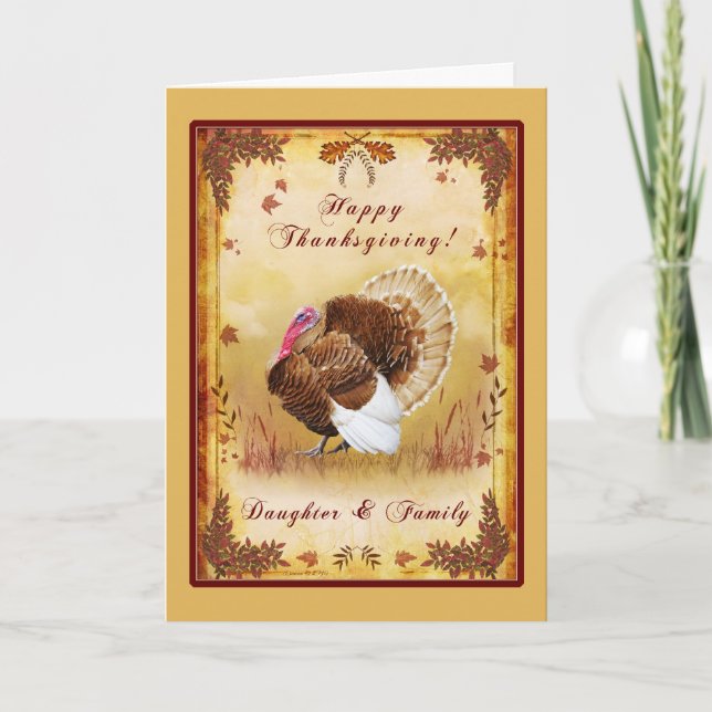 Carte Turquie Thanksgiving fille et famille (Devant)
