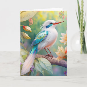 Carte Turquoise aile  crête blanche Imaginaire Oiseau
