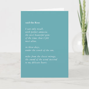 Carte Turquoise Bleu Simple Encouragement Poème Sympathi