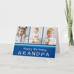 Carte Turquoise Blue Grandpa Photo Collage Joyeux Annive