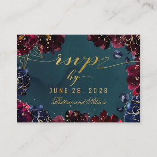 Carte turquoise Bordeaux Sapphire Jewel Tone RSVP 