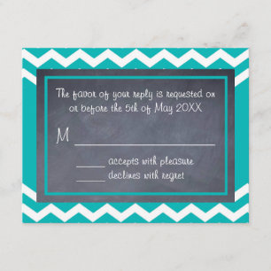 Carte turquoise Chevron RSVP