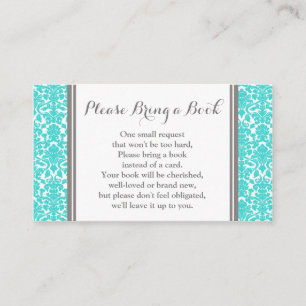 Carte turquoise de demande de livre de baby shower