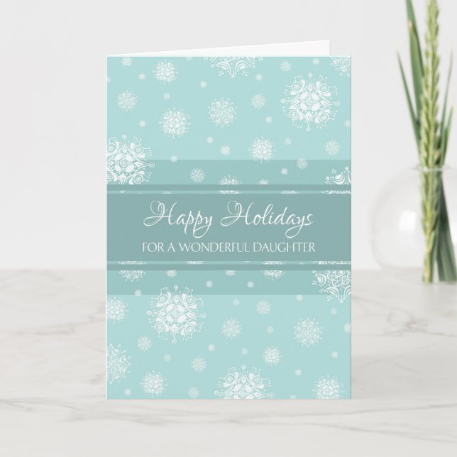 Carte turquoise de fille de neige bonnes fêtes (Devant)